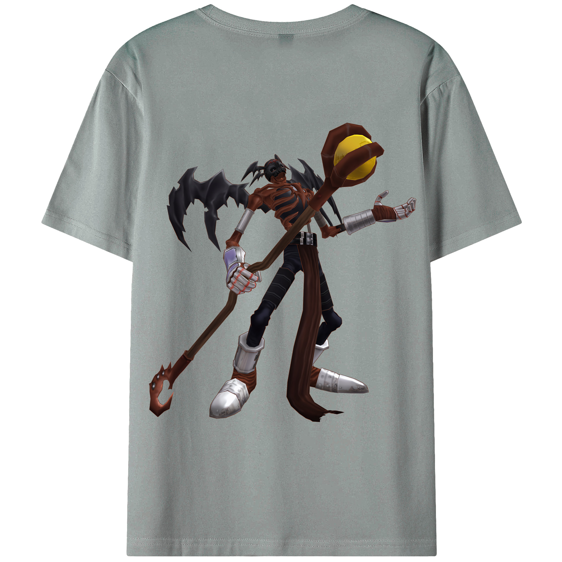 （画像用） Digimon デジタルモンスター/デジモン 綿100％ メンズ半袖Tシャツ（バックプリント） 通気性